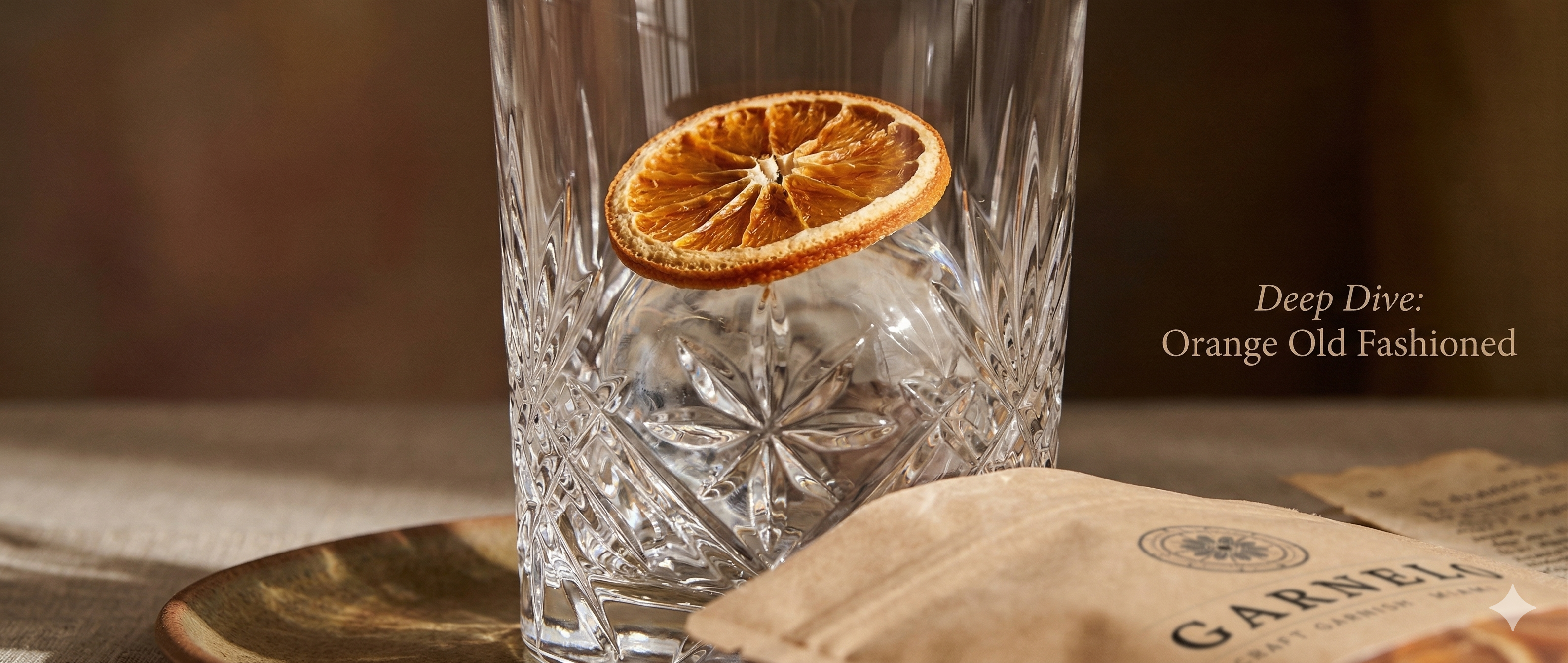 Orange garnish on ice